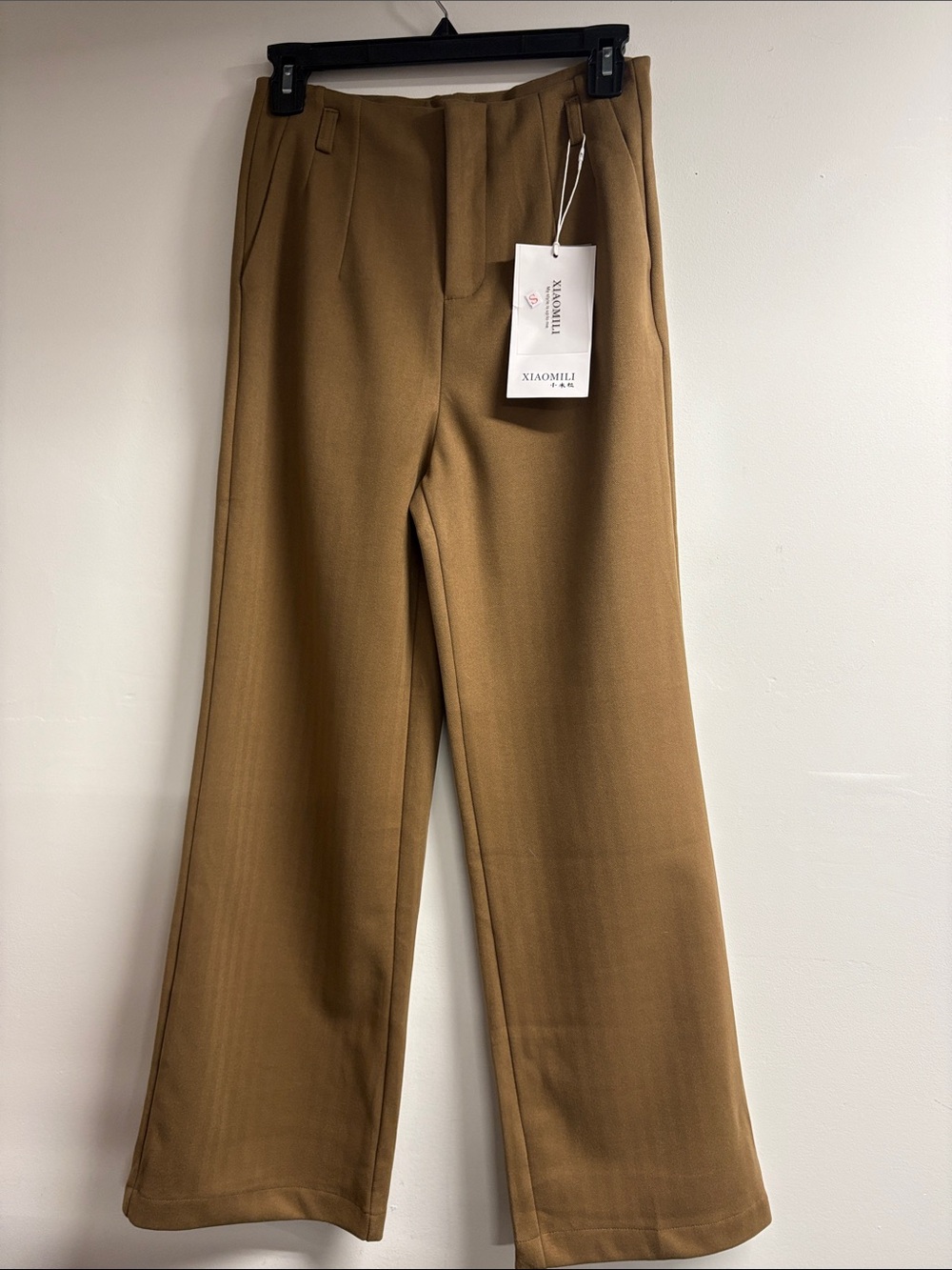 Wide-Leg Boot Cut Dress Pants in Camel Brown